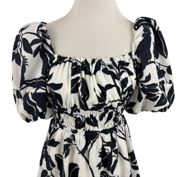 Maeve By Anthropologie Dress Women's Small Puff Sleeve Mini Back Bow Bird Print - Picture 3 of 16